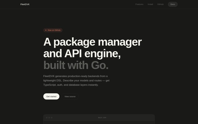 FleetDVK landing page